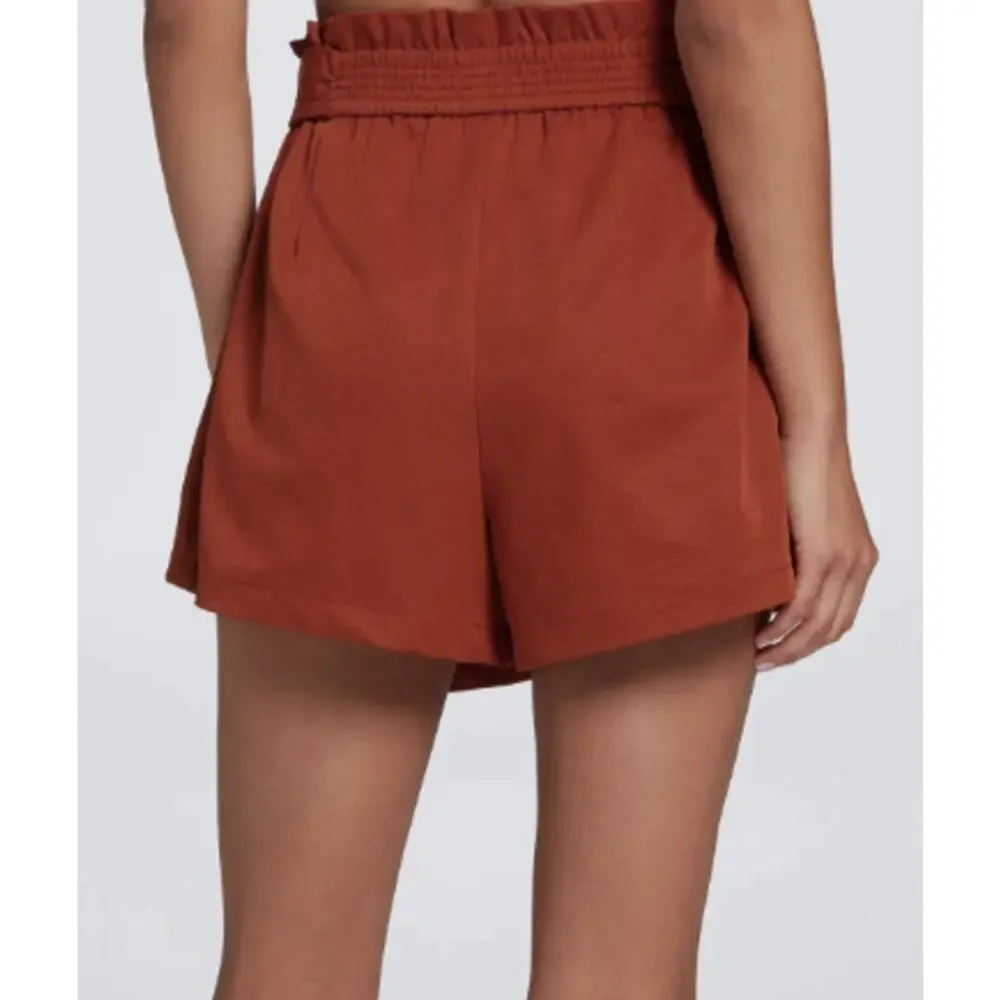 Rust Orange Paperbag Waist Tie-Front Skort